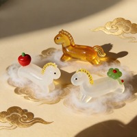 Repose-baguettes en verre soufflé artisanal en forme de poney, figurine animale en verre borosilicate, mini cheval mignon, support de vaisselle, cadeau