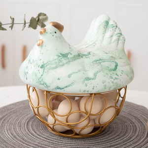 Ceramic Hen Egg <b>Basket</b> <b>With</b> <b>Lid</b> Fresh Keeping Kitchen Storage Decorative Fruit Garlic Potato Container - Product Image 4