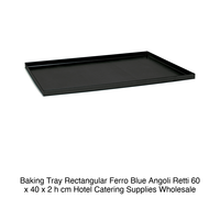 Plaque de cuisson rectangulaire en acier bleu 60 × 40 × 2 h cm, coins droits