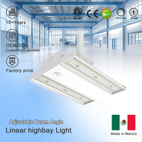 Projecteur linéaire LED à angle de faisceau réglable, CCT et puissance ajustables, dimmable 0-10V, fabriqué au Mexique, DLC 6.0, éclairage de parking