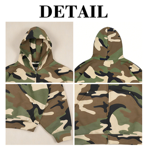 เสื้อฮู้ดดี้ฮิปฮอปทรงโอเวอร์ไซส์สำหรับผู้ชาย แบรนด์ KingSen รุ่น Winter Allover Print ลายพรางปัก  ผ้าฝ้าย 100% หนานุ่ม ระบายอากาศได้ดี  แบบซิป  สามารถสั่งทำได้ - Product Image 6