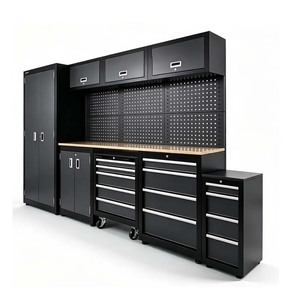 Armario de taller combinado con banco de trabajo, armario de pared para garaje con 12 cajones, con cerradura, capacidad de carga de 200 kg, acero laminado en frío - Product Image 5
