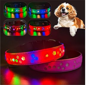 USB Rechargeable LED Luminous Pet <b>Collar</b> RGB Color Solid Pattern Ribbons High-Visibility Adjustable Glow LED Night Safety - Product Image 2