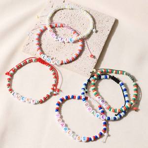 Pulsera <span class=keywords><strong>de</strong></span> <span class=keywords><strong>la</strong></span> <span class=keywords><strong>Amistad</strong></span> con Letras <span class=keywords><strong>de</strong></span> Energía Positiva Estilo Bohemio para Mujer, <span class=keywords><strong>la</strong></span> Más Vendida, <span class=keywords><strong>de</strong></span> Moda, Sencilla, con Cuentas y Cuerda Acrílica Tejida - Product Image 4