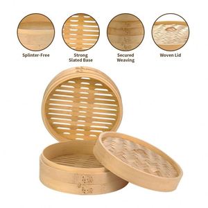 Mini-vapeurs de cuisson à la vapeur en acier inoxydable et bambou, 2 onças, pour dim sum, usage sur table, personnalisé - Product Image 1