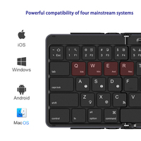 Keyboard Lipat Nirkabel Tipis Portabel Mini Lipat Tiga dengan Touchpad USB Type-C LED Backlit untuk Penggunaan Kantor
