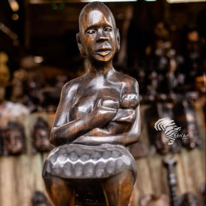 REN ART AFRIKAN SARL Madera de Caoba Africana Tallada a Mano - Sin Pintura, Grano de Madera Natural para Coleccionistas Puristas - Product Image 1