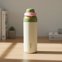 Nouvelle Bouteille d'Eau Sportive Isotherme Portable 2026 de 550 ml avec Poignée, Couvercle à Double Ouverture et Paille, Thermos Sous Vide en Acier Inoxydable de 750 ml