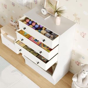 Scaffale portaoggetti bianco a cubetti <span class=keywords><strong>per</strong></span> bambini, dotato di cassetti in PU e tessuto non tessuto, ideale <span class=keywords><strong>per</strong></span> libri e giocattoli in camera da letto - Product Image 4