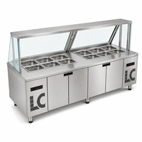 Comptoir de préparation de salades sur mesure en acier inoxydable 201 304 pour restaurant commercial et cantine avec réfrigérateur sous comptoir
