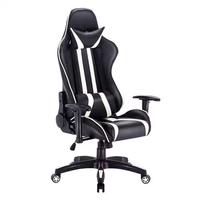 Chaise de jeu de style racing à dossier haut en cuir PU, rembourrée en mousse, hauteur réglable, accoudoirs 2D, siège pivotant pour ordinateur