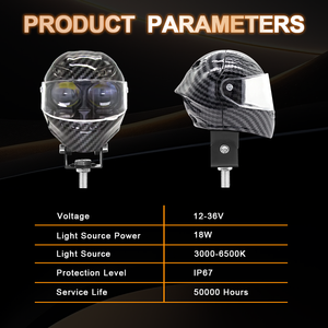 ไฟสปอร์ตไลท์ LED สำหรับมอเตอร์ไซค์ 18W สองสี ไฟหน้าแบบสองดวง ไฟตัดหมอกสำหรับมอเตอร์ไซค์ รถบรรทุก - Product Image 3