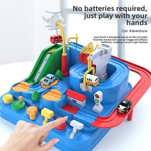 Jeu de piste de train miniature avec <span class=keywords><strong>parking</strong></span>, à inertie, en plastique, échelle 1:5, jouet éducatif pour enfants, défi d'aventure automobile - Product Image 3