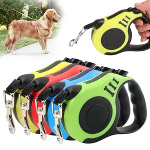 Logo personalizzato Top Seller automatico Led Nylon Pet all'ingrosso 3/5M guinzaglio retrattile per cani