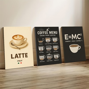 HAOWAI OEM/ODM Attes, menu café, équation de l'efficacité énergétique cadre <span class=keywords><strong>en</strong></span> bois toile mur Art rétro café thème cuisine décor - Product Image 5