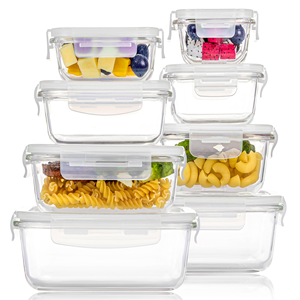 Traditional Hand Blown Borosilicate <b>Glass</b> <b>Food</b> <b>Containers</b> Set Locking Lids Freezer Safe Kitchenware Dishwasher Microwave Camping - Product Image 5