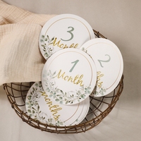 Carte commémorative mensuelle de bébé, numéro de marque, nouveau-né, papier gravé en bois, accessoires de photographie d'âge, cadeau de naissance, 12 pièces