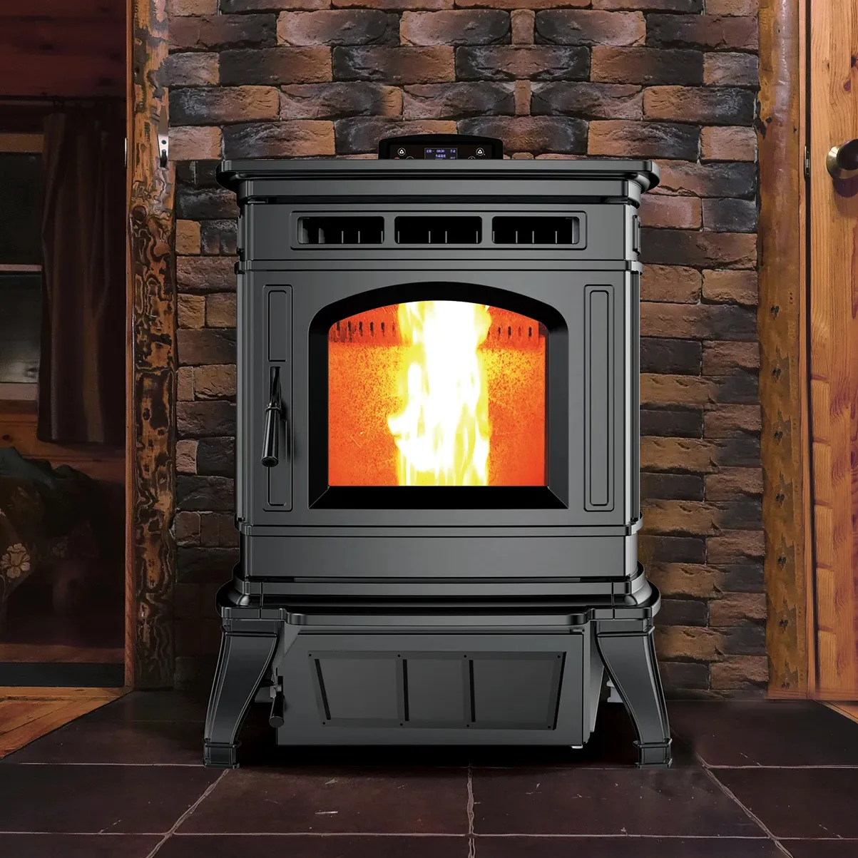 KT1201A Easy Clean Large Cast iron pellet Stoves Real Fire Fireplace pellet Burning Stoves for house