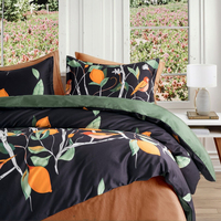 Parure de lit de luxe européenne en coton satiné, motif Paisley 60s, housse de couette et drap-housse avec taies d'oreiller, 100% coton de haute qualité pour la maison