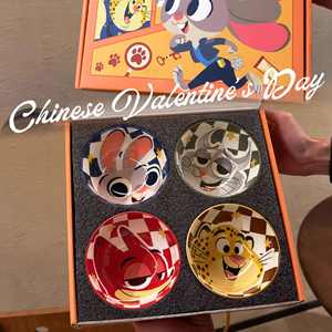 Zootopia Cartoon Ceramic <b>Bowl</b> <b>Set</b> Of 4 Round Dinnerware Gift Box For Birthday Party Tableware Decorations - Product Image 2