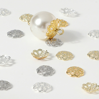 Capsules de fleurs creuses en laiton plaqué or 18 carats style népalais forme de feuille fabrication de bijoux résultats séparés BeadCaps