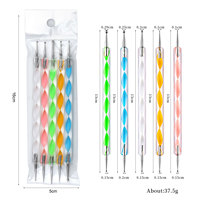 Juego de 5 Herramientas Premium para Decoración de Uñas, Doble Punta, Mango en Espiral de Cristal, Pluma para Recoger Diamantes de Imitación, Suministros para Diseño de Puntos en Manicura DIY