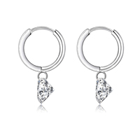 Boucles d'oreilles pendantes en argent sterling 925 avec moissanite ronde taille brillant 2 carats pour femme, boucles d'oreilles à breloques en moissanite et diamant