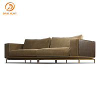 Luxuriöses Modernes 3-Sitzer-Sofa mit Dunkelgrauer Samtpolsterung, Unabhängige Breite Kissen, Minimalistisches Sofa mit Schlanken Metallbeinen