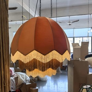 Abat-jour de lampe suspendue de haute qualité, très vendu, style rétro, modèle Palais, forme cloche, à franges, avec garniture grise, pour salon - Product Image 5