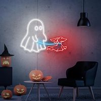 Enseigne néon LED 'Chien marchant' pour Halloween, Décoration d'Halloween d'automne, Décoration murale LED d'automne, Écran d'affichage d'enseignes néon