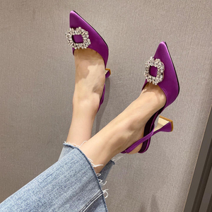 Zapatos de Tacón para Mujer de Lujo con Cristales y Tira Trasera, Zapatos de Novia de Verano Cómodos con Tacón Triangular para Fiesta y Boda 2025 - Product Image 2
