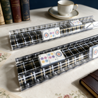 Support de pousseur de tuiles de mahjong américain style preppy classique, 4 pièces, 20 pouces, en acrylique transparent avec incrustation à carreaux, cadeau de fêtes