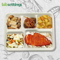Assiette biodégradable à 5 compartiments, barquettes à lunch compostables, sans PFAS, barquettes de service
