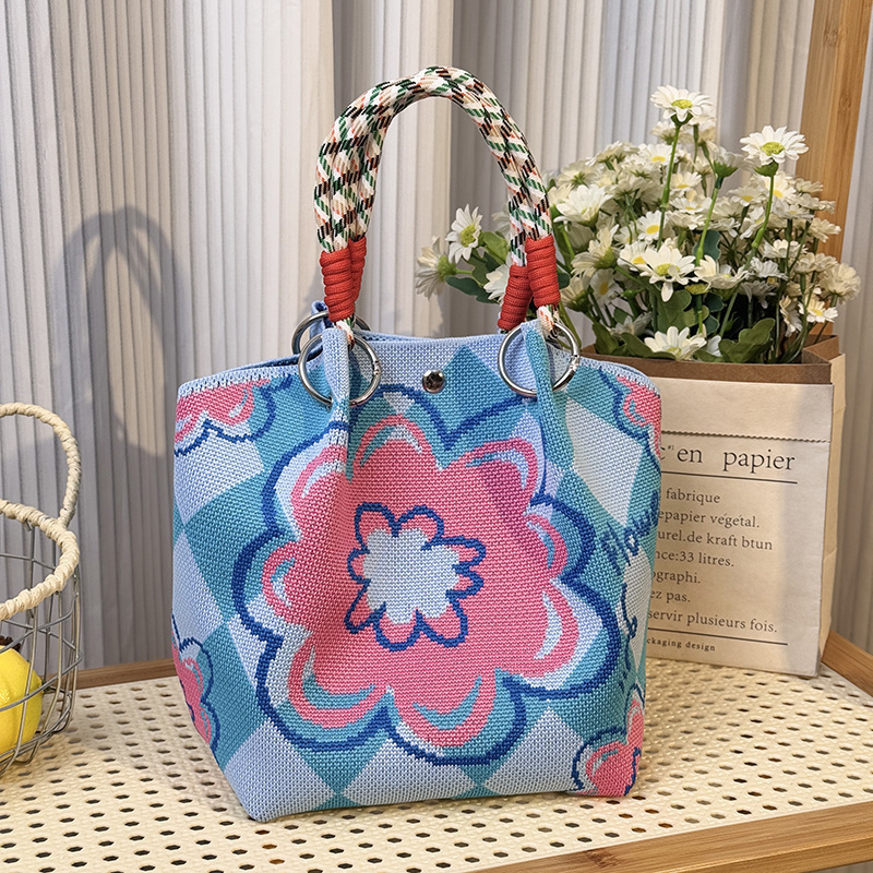 Sac à boucle anneau fleurs roses Hkb9076