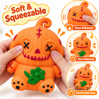 Jouet Squishy Citrouille Homme d'Halloween en Gros, Jouet Anti-Stress Doux à Presser, Jouet Fidget, Mignonne Poupée Citrouille, Boîte Cadeau