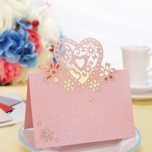 Tùy chỉnh tình yêu trái tim thiết kế đám cưới Bảng thẻ đầy màu sắc Laser Cut Place name <span class=keywords><strong>card</strong></span> được làm từ giấy bền - Product Image 4