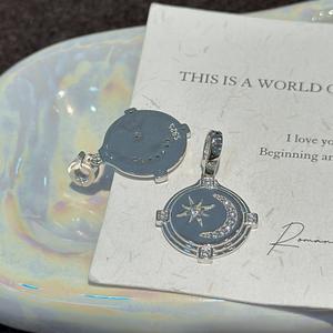 Colgante de Plata de Ley S925 con Microincrustaciones de Estrella Hexagonal, Diseño Retro Simple con Joyería Ligera, Amuleto de Luna - Product Image 4