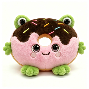 Peluche Grenouille Donut Personnalisée, Peluche Alimentaire en Forme de Donut, Animal en Peluche Thème Alimentaire, Remplissage Coton PP, Décoration d'Halloween pour Bébés 0-24 Mois - Product Image 3