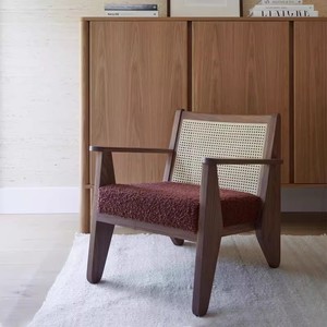 北欧のミニマリスト無垢材のソファチェアデザイナーのヴィンテージラタンシングルチェアリビングルームの神秘的な芸術的なレジャー - Product Image 4