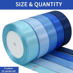 Wholesale Navy Blue Factory Custom 4/5inch Colorful Polyester <b>Silk</b> Satin <b>Ribbon</b> Single Face 100Yard - Product Image 2