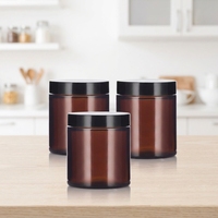 120ml 120g 4 oz Bocaux en verre ambré à face droite avec couvercle en plastique