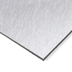 Panel pelapis ACP hasil perak disikat, bahan komposit aluminium 4x8 kaki untuk pelapis dinding Interior