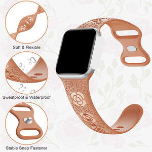 Scalatore durevole orologio in gomma cinturino <span class=keywords><strong>Ultra</strong></span> 2 Sport camelia motivo fiore in Silicone morbido I <span class=keywords><strong>Watch</strong></span> 7 8 9 Band per <span class=keywords><strong>Apple</strong></span> bande uniche - Product Image 2