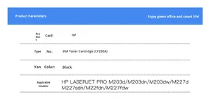 Cartucho de Tóner Negro Original HP 30A <span class=keywords><strong>CF230A</strong></span> con Chip Completo para M203d M203dw M227sdn M227fdw - Product Image 2