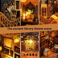 Kit miniature de niche à livres en bois DIY, échelle 1:32, insert pour maison de poupée, lumières LED, ensemble de construction artisanal, pour les 10 ans et plus, éducatif, fabriqué en Chine