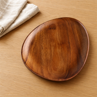Assiette en bois d'acacia irrégulier, plateau de service en bois naturel pour dessert, plateau en bois fait main, adapté aux aliments, pour la cuisine