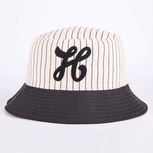 หมวกบักเก็ตปักลายการ์ตูนสไตล์วินเทจผ้ากำมะหยี่คอตตอนแบบยูนิเซ็กซ์  ลายทาง  กันแดด  ใส่ได้ทุกวัน - Product Image 2