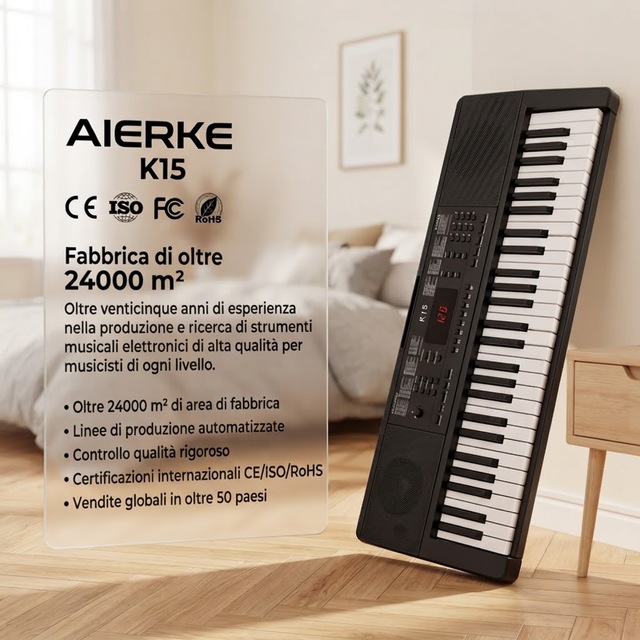 AIERKE K15 Professional Portable Home Electronic Keyboard 54 Keys LED Digital Display for Beginners Children Adults