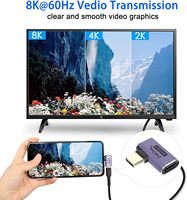 Adaptor USB C 240W PD Sudut Kanan 40Gbps Adaptor Bentuk L 90 Derajat Video 8K 60Hz iPad Thunderbolt 4/3 2Pack 2 Konektor