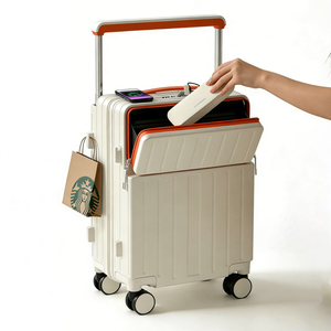 <span class=keywords><strong>Valise</strong></span> de voyage à ouverture frontale avec port de charge USB, porte-gobelet, serrure TSA, ABS+PC, roulettes pivotantes, chargement frontal - Product Image 1